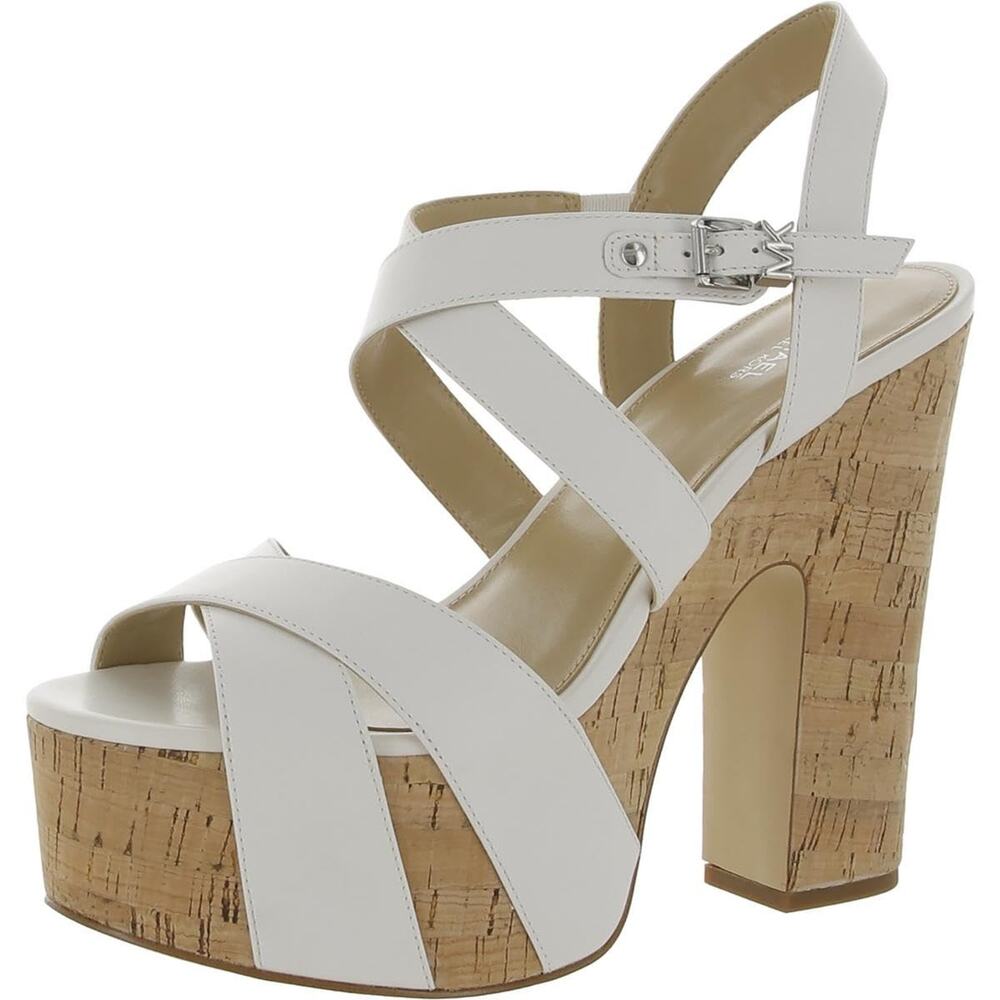 MICHAEL KORS SUKI PLATFORM SANDAL OPTIC WHITE 10 M